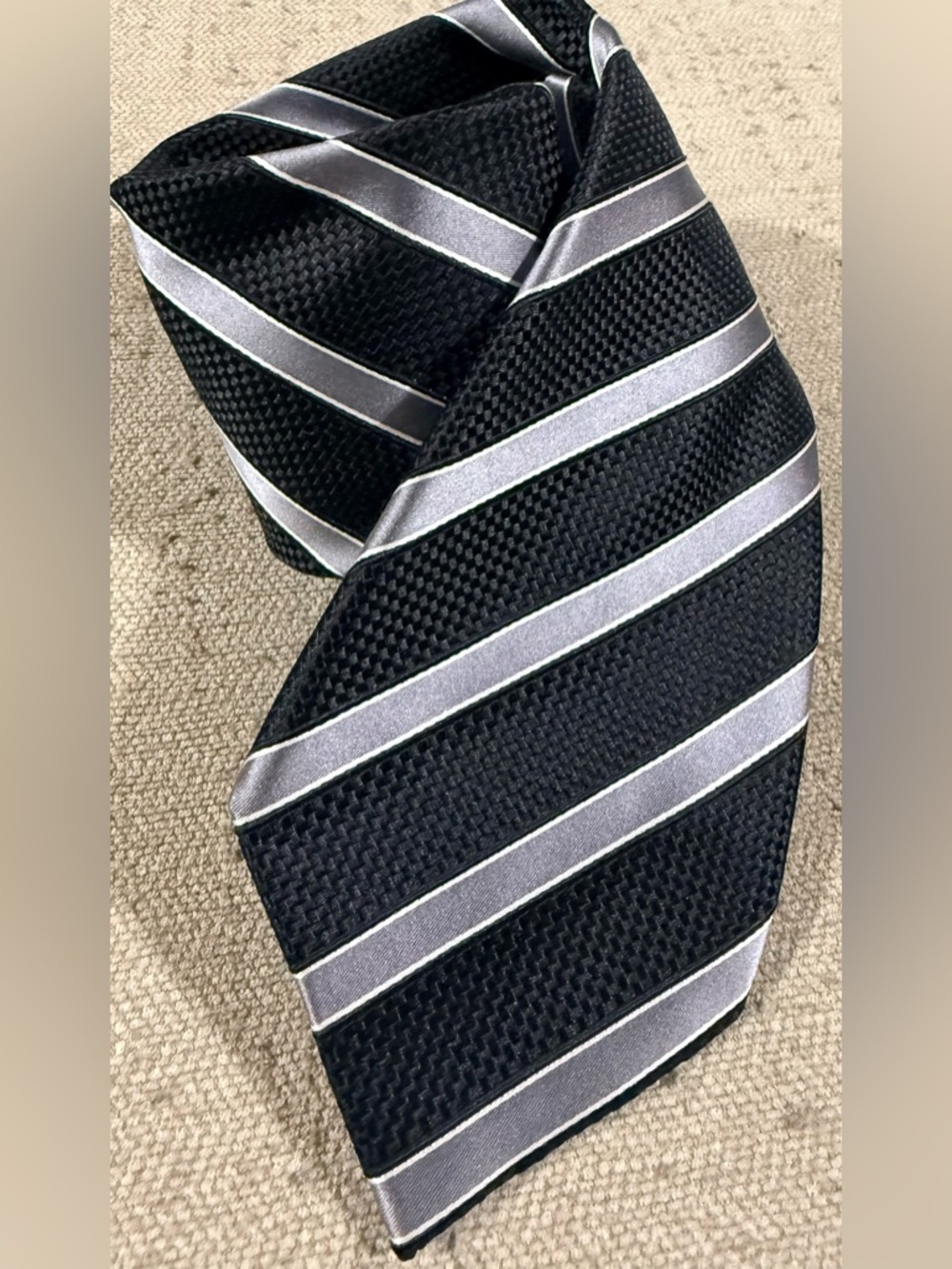 Donald J. Trump Signature Collection Classic Black with Silver Stripes Dress Tie